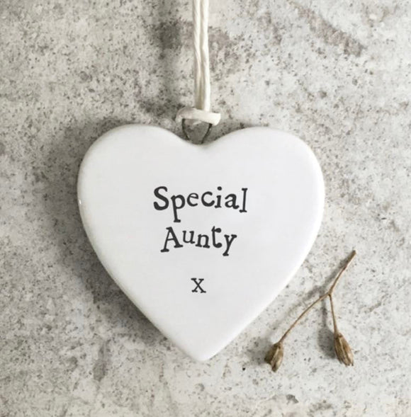 Special Aunty, Porcelain Hanging Heart - East Of India