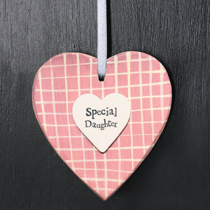 Special Daughter Wooden Hanging Heart - East of India