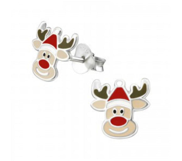 Reindeer Sterling Silver Ear Studs