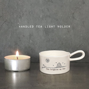 You Brighten My Day Handled Tea Light Holder - East Of India