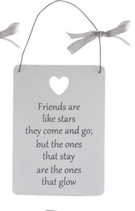 Wooden Hanging Friend Signs - Friends Like Stars